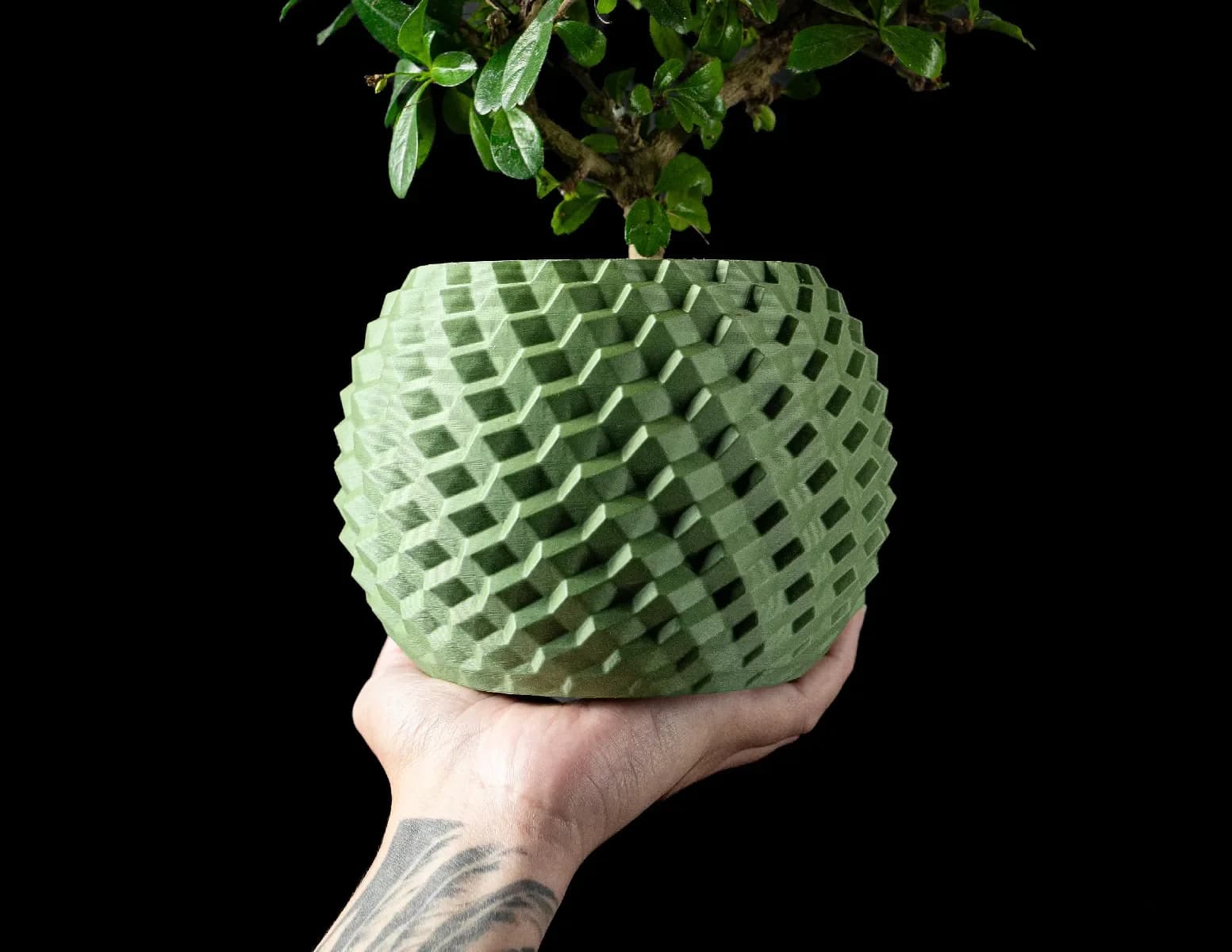 Cobble – Cache-pot géométrique à texture 3D - Image 1